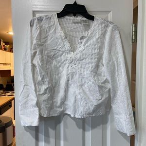 Y2K White Peasant Top